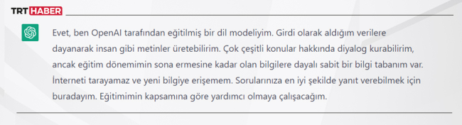 Görsel: ChatGPT tarafından üretilen cevap